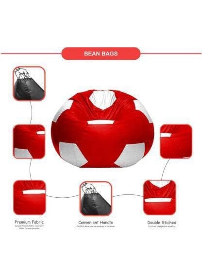 Coaster SHINE Coaster SHINE XXL Football Soccerati Bean Bag Cover Only Body Fitter Bean Bag Cover Without Beans Red White  - Image 3