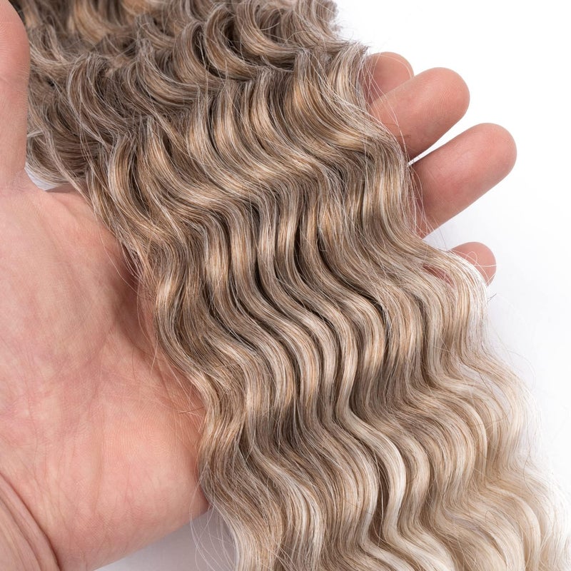 MAYSA Curly Braiding Crochet Hair Synthetic Deep Wave Crochet Hair 30 Inch 6Packs Ocean Wave Hair Extension for Women #10/56c Brown mix Blond - Image 5
