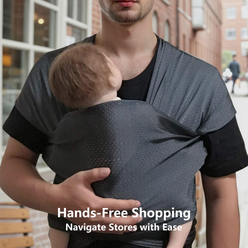 Vlokup Baby Wrap Sling Carrier for Newborn, Infant, Toddler, Kid | Breathable Lightweight Stretch Mesh Water Sling | Nice for Summer, Pool, Beach, Swimming | Perfect Shower Gift Champagne - Image 5