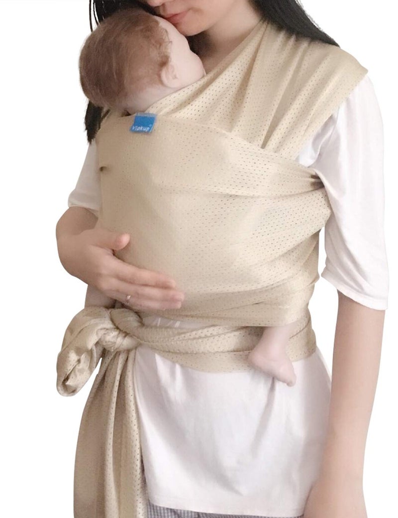Vlokup Baby Wrap Sling Carrier for Newborn, Infant, Toddler, Kid | Breathable Lightweight Stretch Mesh Water Sling | Nice for Summer, Pool, Beach, Swimming | Perfect Shower Gift Champagne - Image 1