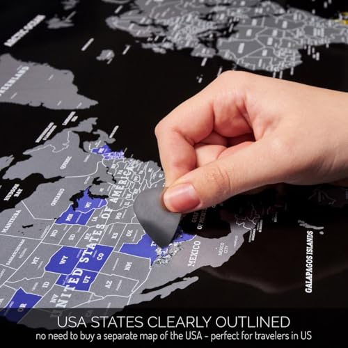 Divalis Detailed Scratch off World Map Extra Large - Scratchable World Poster Black and Silver - Best Gift Travel Map - Huge Adventure Poster - Image 2