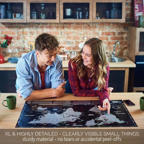 Divalis Detailed Scratch off World Map Extra Large - Scratchable World Poster Black and Silver - Best Gift Travel Map - Huge Adventure Poster - Image 3