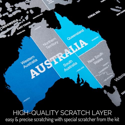 Divalis Detailed Scratch off World Map Extra Large - Scratchable World Poster Black and Silver - Best Gift Travel Map - Huge Adventure Poster - Image 5