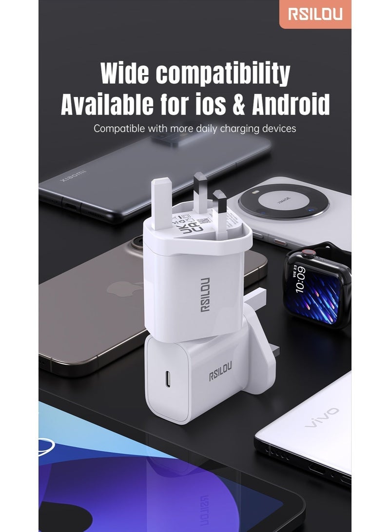 RSILOU - R4251 30W Fast Charger | Type-C Wall Adapter with 1m Type-C Cable Included | Smart Charging Technology | Universal Compatibility for iPhone, Samsung, Huawei, Xiaomi, and More - Image 3