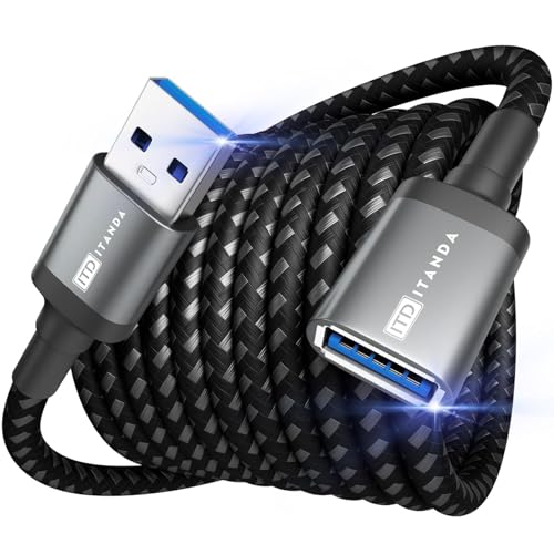ITD ITANDA 6FT USB Extension Cable USB 3.0 Extension Cord Type A Male to Female 5Gbps Data Transfer for Keyboard, Mouse, PlayStation, Xbox, Flash Drive, Printer, Camera and More, Grey - Image 1