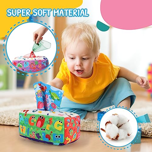 URMYWO Baby Tissue Box Toy Montessori Baby Toys for 612 Months 1 Year Old Boy Girl Soft Crinkle Sensory Toys for Infant Toddlers Easter Basket Essentials Stuffers Baby Boy Girl Gifts - Image 5