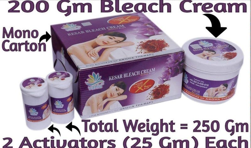 Vania Kesar Bleach Cream 250 GmExtra Rich Glow with Natural FairnessCool BleachNo Tears Moisturized Skin Zero Irritation Level Fragrance For Normal to Dry Skin Kesar Extracts Smooth glowing skin with no dark spots patchiness sun tan - Image 4