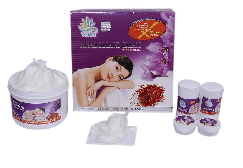 Vania Kesar Bleach Cream 250 GmExtra Rich Glow with Natural FairnessCool BleachNo Tears Moisturized Skin Zero Irritation Level Fragrance For Normal to Dry Skin Kesar Extracts Smooth glowing skin with no dark spots patchiness sun tan - Image 5