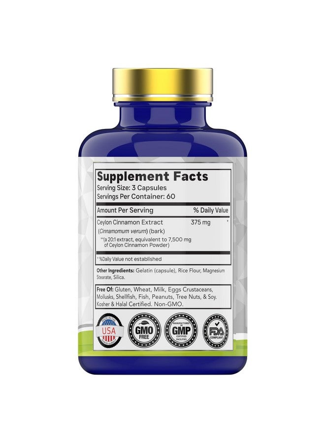 tnvitamins Ceylon Cinnamon 180 Capsules: Equivalent to 7,500 mg Per Serving | High Potency Ceylon Cinnamon Powder Pills for Women & Men - Image 2