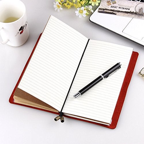 Robrasim Leather Writing Journal Notebook Refillable, Handmade Travelers Notebook for Men & Women, Perfect for Writing, Gifts, Travelers, Standard Size 8.5" x 4.5" Inches - Wine - Image 5