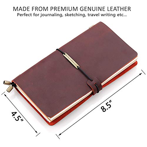 Robrasim Leather Writing Journal Notebook Refillable, Handmade Travelers Notebook for Men & Women, Perfect for Writing, Gifts, Travelers, Standard Size 8.5" x 4.5" Inches - Wine - Image 2