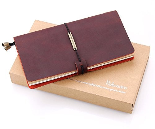 Robrasim Leather Writing Journal Notebook Refillable, Handmade Travelers Notebook for Men & Women, Perfect for Writing, Gifts, Travelers, Standard Size 8.5" x 4.5" Inches - Wine - Image 3