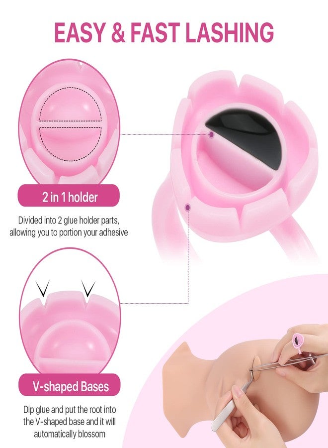 Pretty memory Eyelash Extension Kit,100 Glue Ring Holder | 100 Disposable Mascara Brushes Wands | 100 Pairs Under Eye Gel Pads | 2 Medical Tapes | 2 Tweezers| 1 Lash Mirror - Lash Extension Supplies - Image 3