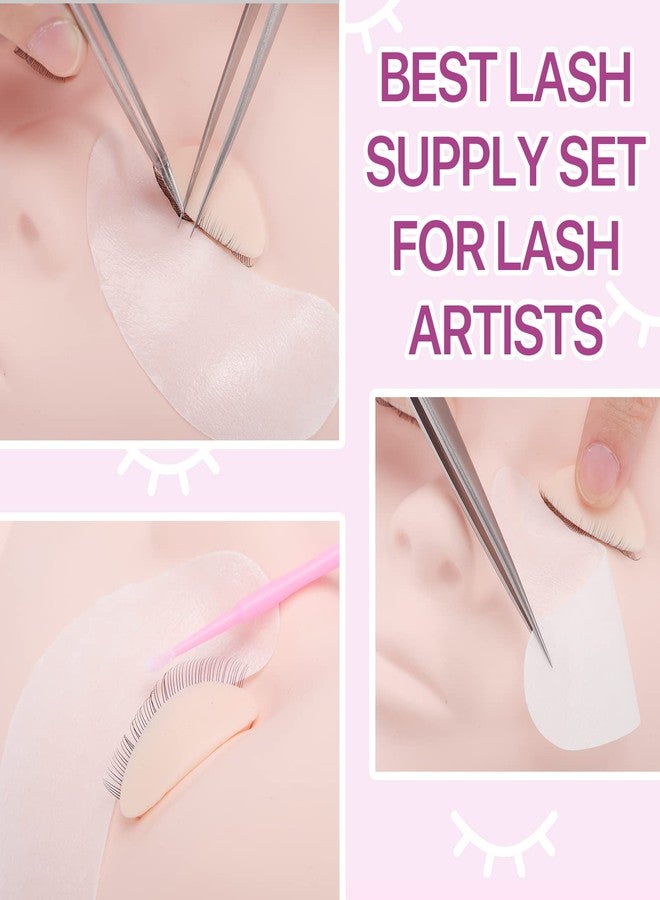 Pretty memory Eyelash Extension Kit,100 Glue Ring Holder | 100 Disposable Mascara Brushes Wands | 100 Pairs Under Eye Gel Pads | 2 Medical Tapes | 2 Tweezers| 1 Lash Mirror - Lash Extension Supplies - Image 5