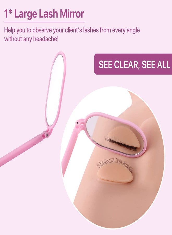 Pretty memory Eyelash Extension Kit,100 Glue Ring Holder | 100 Disposable Mascara Brushes Wands | 100 Pairs Under Eye Gel Pads | 2 Medical Tapes | 2 Tweezers| 1 Lash Mirror - Lash Extension Supplies - Image 4