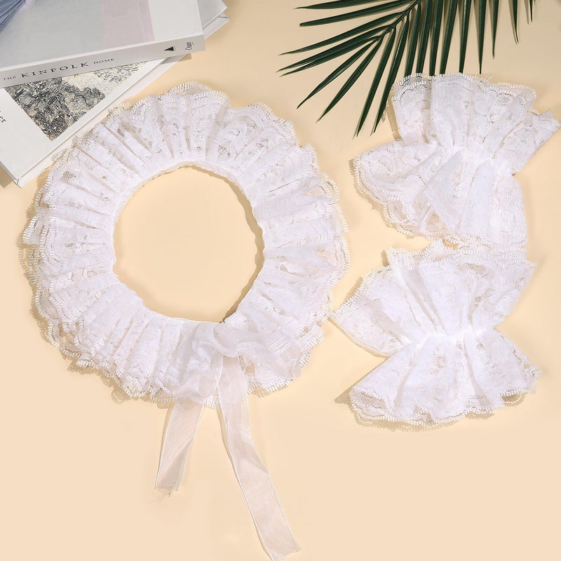 Parma77 Neck Ruffle Collar Cuffs Set, Detachable Clown Costume Accessories - Image 2