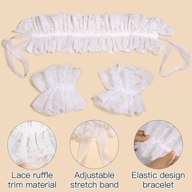 Parma77 Neck Ruffle Collar Cuffs Set, Detachable Clown Costume Accessories - Image 3