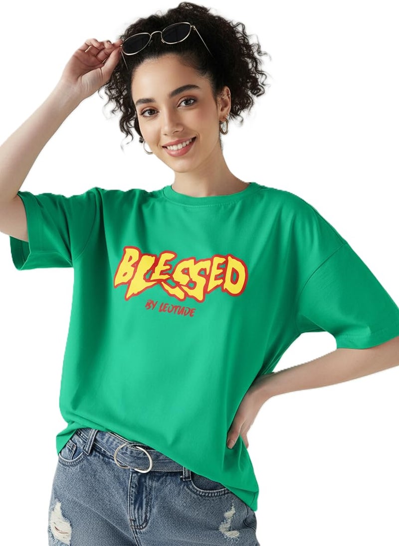 LEOTUDE Womens Oversized Round Neck Half Sleeve T-Shirts (SP-7VRUVTXIYVLK5HCZ_Multicolor2_XL) - Image 1
