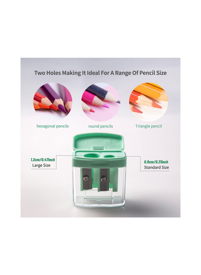 Y&D 4 PCS Pencil Sharpeners Manual, SYOSI Color Hand Sharpener Set, Dual Holes Compact Colored Handheld for Kids with Lid Adults Students School Class Home Office (Covered)  - Image 4