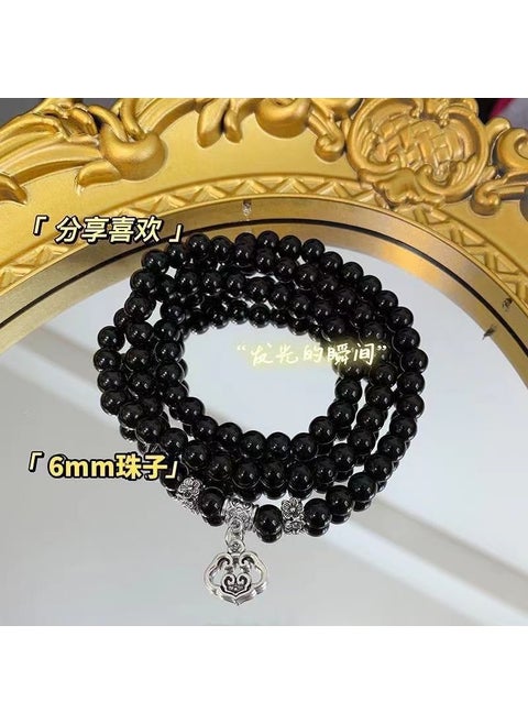 Black Agate Pixiu Bead Bracelet M473 [Multi-layer Xiangyun Lock Bracelet]