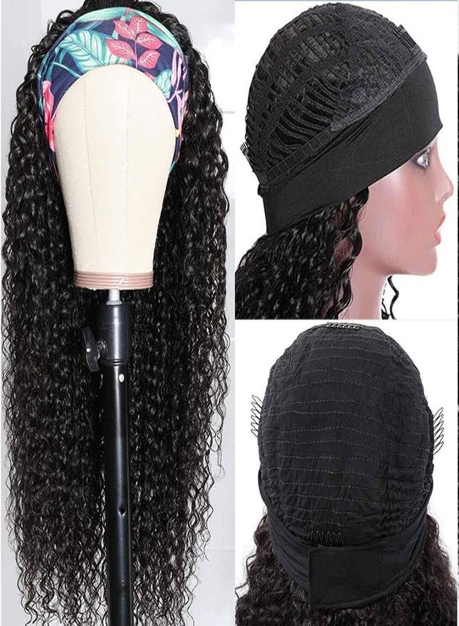 AUTTO Hair Human Hair Headband Wig Curly Human Hair Wigs for Black Women Brazilian Virgin Hair Glueless None Lace Front Wigs 150% Density (14" Headband wigs) - Image 2