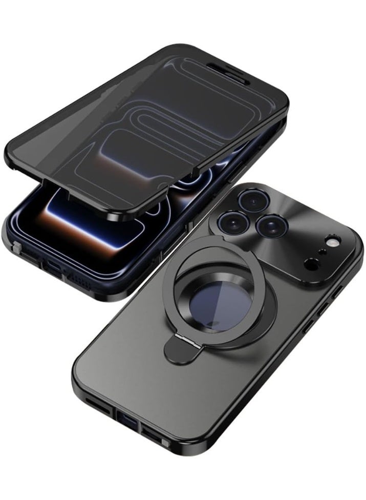 general For iPhone 17 Pro Max Case Magnetic Adsorption Front & Back 360 Degree Total Protection Cover with Anti Spy Tempered Glass & Magnetic Ring Kickstand