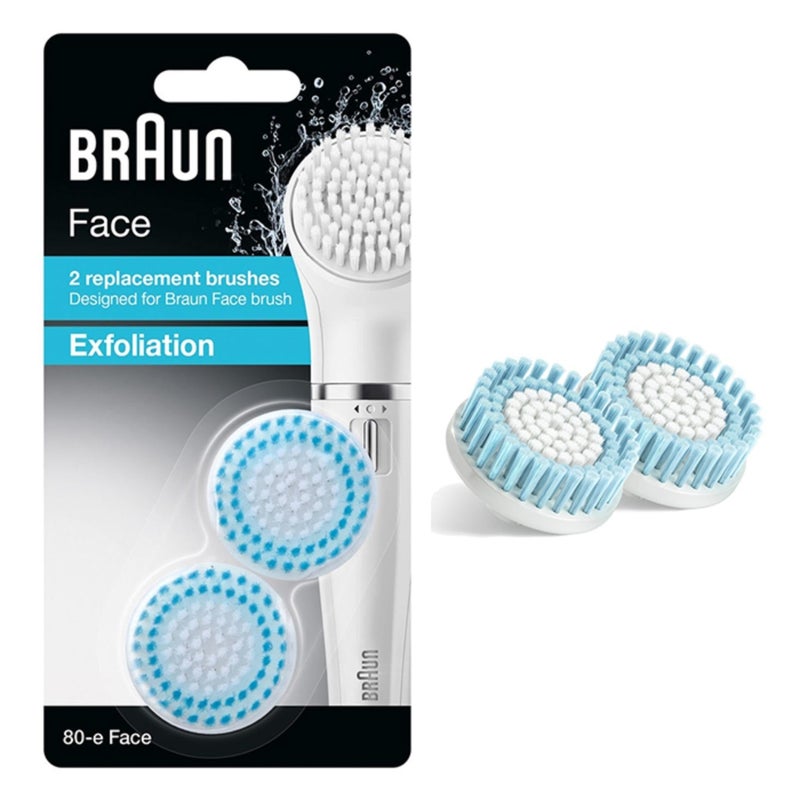 Braun Face 80-E Exfoliation Brush for Cleaning Pore Deep, Pack of 2 Replacement Brushes