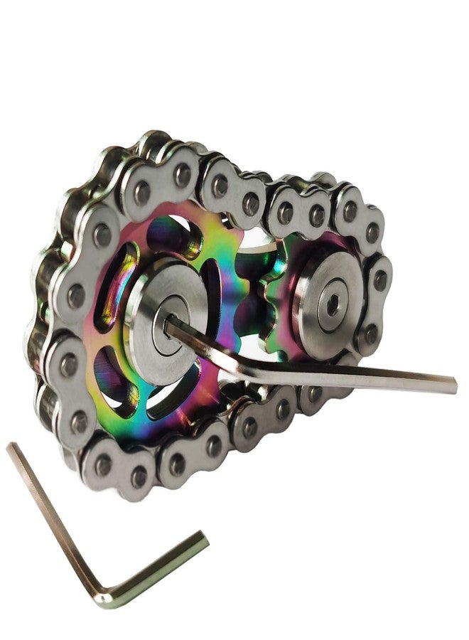 Bitopbi Sprocket Fidgets Chain Stainless Steel Fidget Cube Gears Linkage Bike Chain Novelty Fidget Block Kinetic Desk Toy Metal EDC Focus Meditation Break Bad Habits ADHD (Colorful) - Image 1