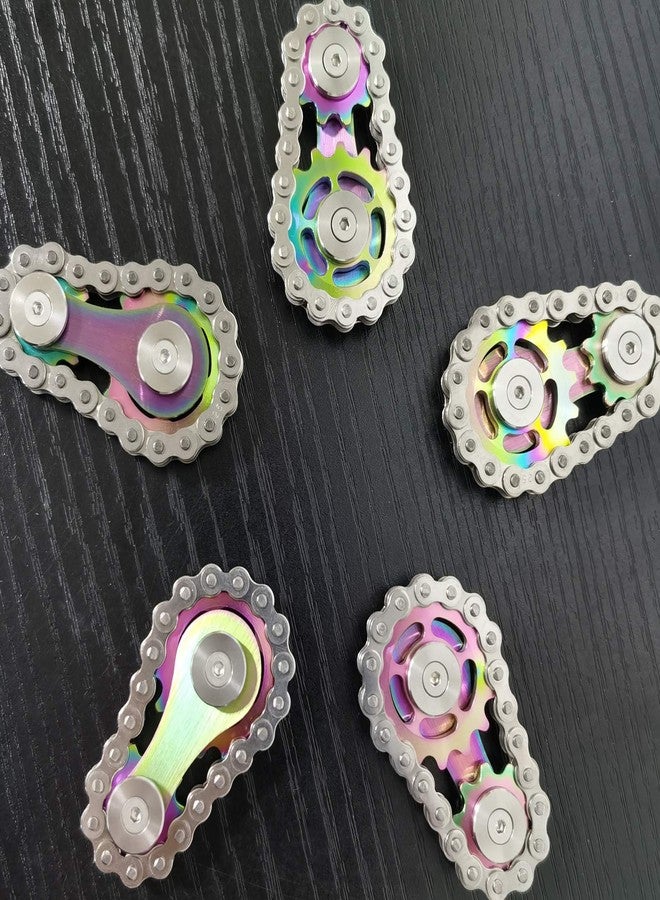 Bitopbi Sprocket Fidgets Chain Stainless Steel Fidget Cube Gears Linkage Bike Chain Novelty Fidget Block Kinetic Desk Toy Metal EDC Focus Meditation Break Bad Habits ADHD (Colorful) - Image 3