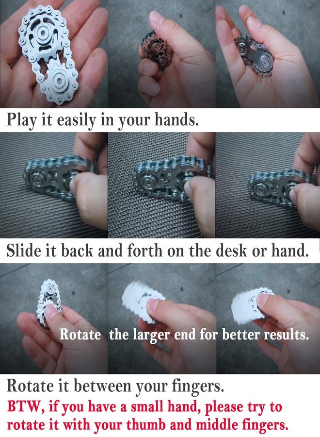 Bitopbi Sprocket Fidgets Chain Stainless Steel Fidget Cube Gears Linkage Bike Chain Novelty Fidget Block Kinetic Desk Toy Metal EDC Focus Meditation Break Bad Habits ADHD (Colorful) - Image 4