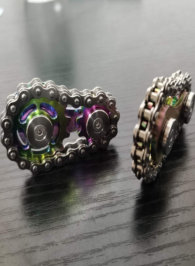 Bitopbi Sprocket Fidgets Chain Stainless Steel Fidget Cube Gears Linkage Bike Chain Novelty Fidget Block Kinetic Desk Toy Metal EDC Focus Meditation Break Bad Habits ADHD (Colorful) - Image 2