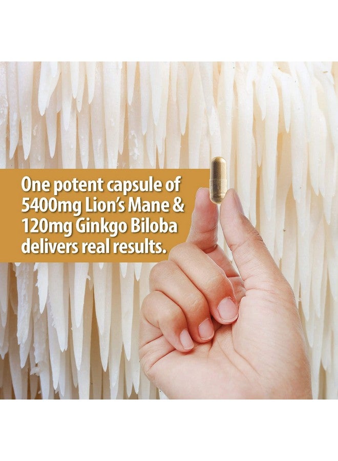 NooMost Organic Lions Mane Mushroom Capsules 5400Mg Ginkgo Biloba 120Mg Lion Mane Ginko Biloba Memory Supplement For Nootropic Brain & Mental Clarity Ginko Smart Maximum Focus And Memory 2Month Supply - Image 5