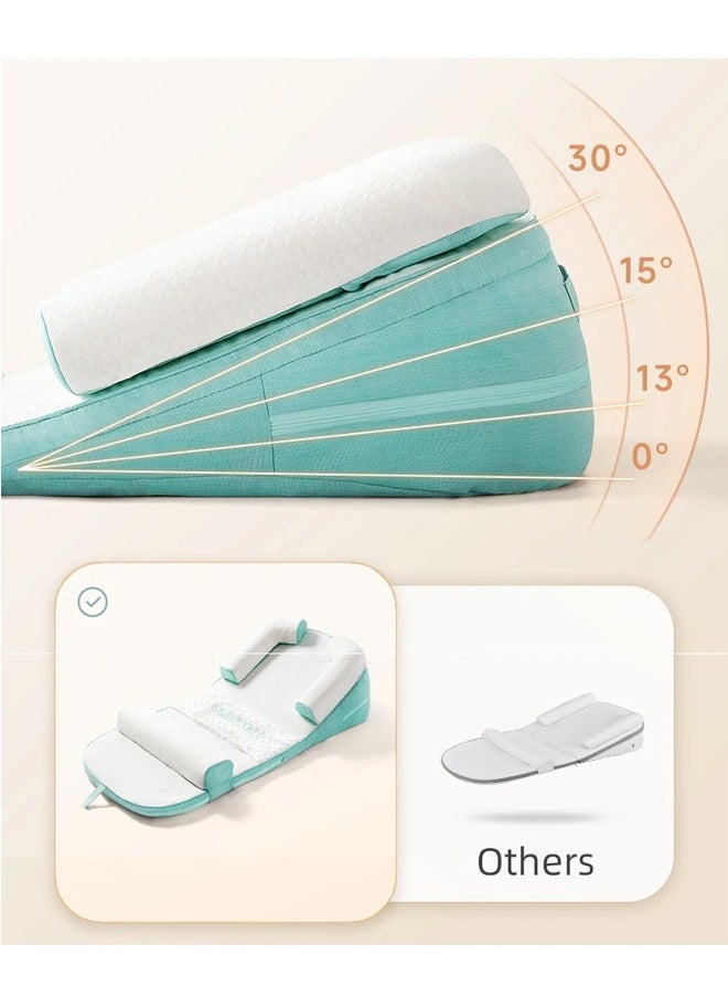 Aissiora - Adjustable Nursing Pillow for Breastfeeding Infant Anti-Spit Milk Slope Mat Memory cotton Supportive Cushion Multi-Functional and Multi-Layer Posture Support Pillow Can Adjust Height Geometric Design - Image 1