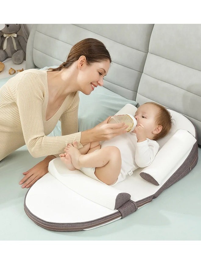 Aissiora - Adjustable Nursing Pillow for Breastfeeding Infant Anti-Spit Milk Slope Mat Memory cotton Supportive Cushion Multi-Functional and Multi-Layer Posture Support Pillow Can Adjust Height Geometric Design - Image 1