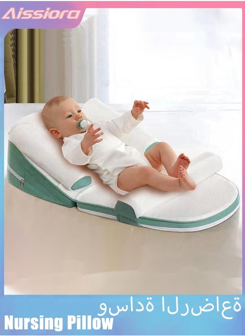 Adjustable Nursing Pillow for Breastfeeding Infant Anti-Spit Milk Slope Mat Memory cotton Supportive Cushion Multi-Functional and Multi-Layer Posture Support Pillow Can Adjust Height Geometric Design