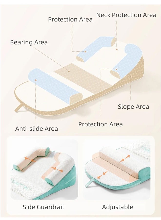 Aissiora - Adjustable Nursing Pillow for Breastfeeding Infant Anti-Spit Milk Slope Mat Memory cotton Supportive Cushion Multi-Functional and Multi-Layer Posture Support Pillow Can Adjust Height Geometric Design - Image 1