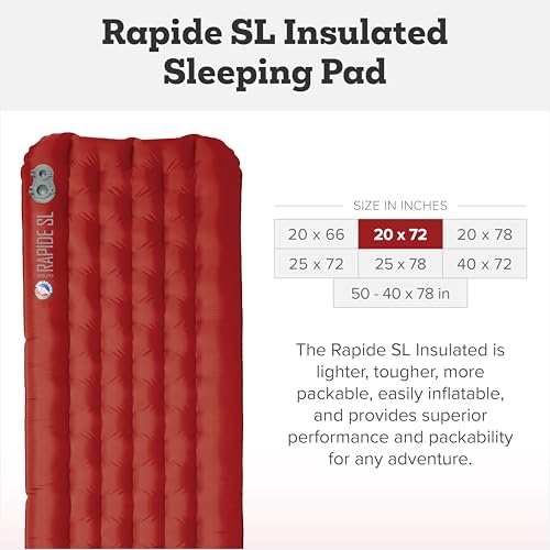 Big Agnes Rapide SL - Insulated Sleeping Pad, Ultralight, All Season Compact Backpacking and Hiking, Pumphouse Sack Included, Orange, 20x72 Regular - Image 2