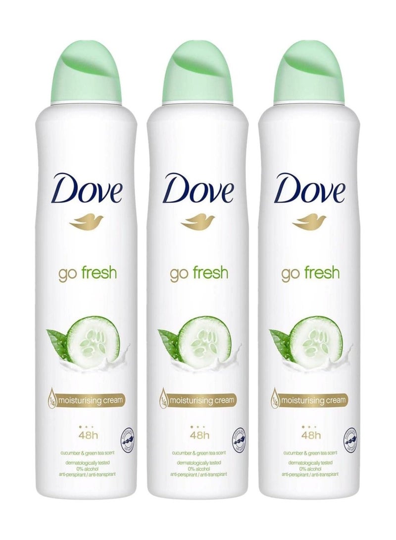 دوف جو فريش، مزيل عرق برائحة الخيار، بخاخ مضاد للتعرق للنساء، حماية طويلة الأمد من العرق ورائحة الجسم لرائحة نظيفة ومنعشة، 250 مل (عبوة من 3 قطع)