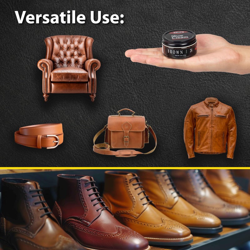 KELLYS Kelly's Brown Shoe Polish 1.5 oz - Professional Leather Shoe Cream - Image 3