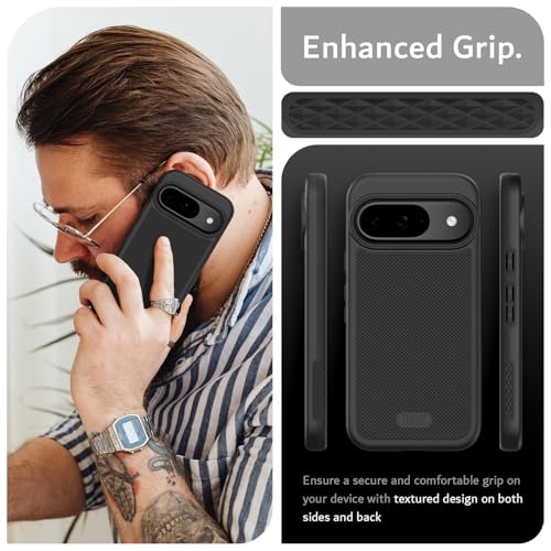 TUDIA MergeGrip [Magsafe Compatible] Case for Google Pixel 9 & Pixel 9 Pro Cases (2024) - [Military Grade] Drop Tested Dual Layer Shockproof Slim Heavy Duty Protective Phone Case Cover - Matte Black - Image 4