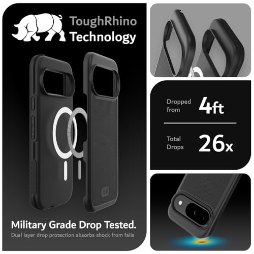 TUDIA MergeGrip [Magsafe Compatible] Case for Google Pixel 9 & Pixel 9 Pro Cases (2024) - [Military Grade] Drop Tested Dual Layer Shockproof Slim Heavy Duty Protective Phone Case Cover - Matte Black - Image 2