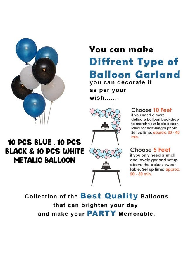 بارتي بروبس مجموعة ديكورات عيد الميلاد الأول من Party Propz Boss Baby - 43 قطعة من بالونات رقائق معدنية بحروف فضية لعيد الميلاد السعيد، بالونات معدنية زرقاء بيضاء سوداء، ستارة من رقائق معدنية، بالون رقم 1 لعيد ميلاد الأولاد. - Image 5