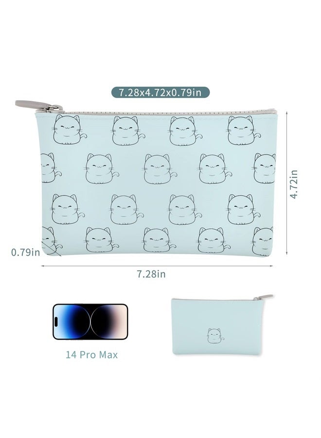 Manmihealth Cute Cat Silicone Makeup Bag, Cosmetic Bags for Women, Portable Purse Pouch for Travel Essentials, Zipper Storage Organizer Bag, 1-Pack. (Blue01) - Image 4