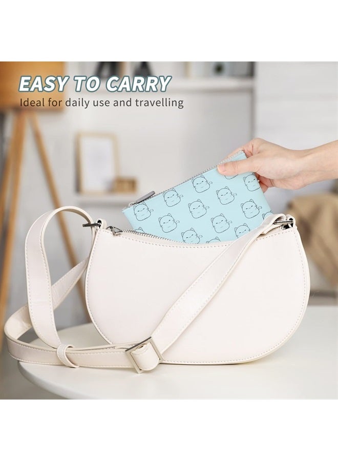 Manmihealth Cute Cat Silicone Makeup Bag, Cosmetic Bags for Women, Portable Purse Pouch for Travel Essentials, Zipper Storage Organizer Bag, 1-Pack. (Blue01) - Image 2