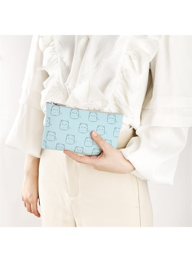 Manmihealth Cute Cat Silicone Makeup Bag, Cosmetic Bags for Women, Portable Purse Pouch for Travel Essentials, Zipper Storage Organizer Bag, 1-Pack. (Blue01) - Image 3