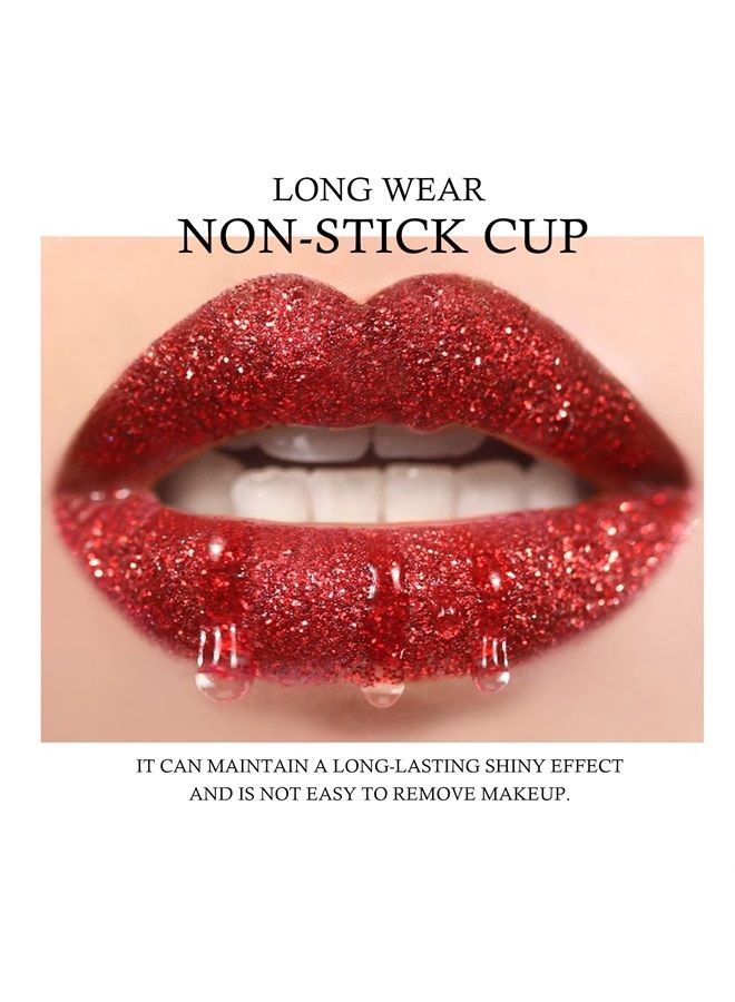 KYDA طقم شفاه لامع بـ 3 ألوان، مسحوق معدني لامع عالي الصبغة لمستحضرات التجميل، مكياج شفاه لامع، مع برايمر شفاه وفرشاة، يدوم طويلاً - المجموعة أ - Image 3