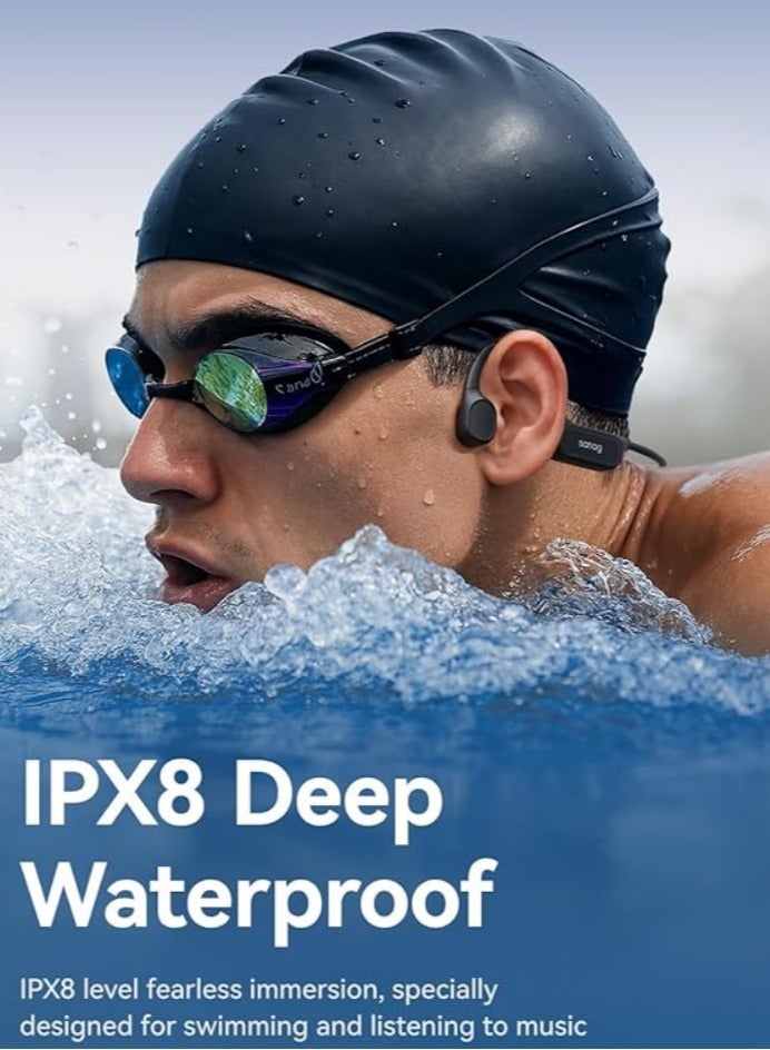 Sanag B33S Bone Conduction Headphone, IPX8 Swimming Waterproof Earphone, Wireless Bluetooth Open Ear Headset with Mic, 32GB MP3 Memory, Noise Reduction Call, 8H Playtime for Running Sports Swim, Black - Image 2