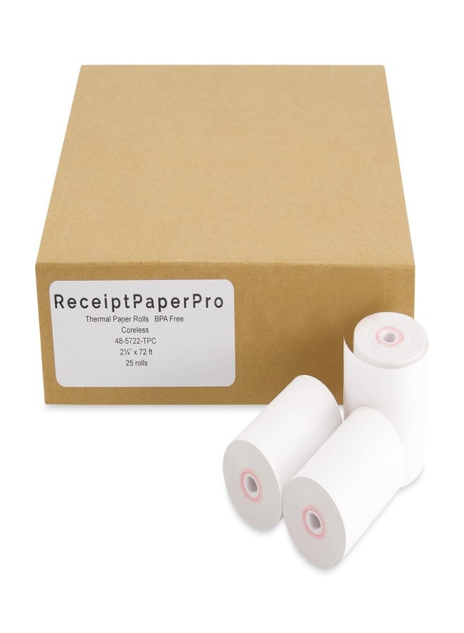 ReceiptPaperPro 2 1/4” x 72 ft Coreless Thermal Paper Receipt Rolls for Poynt C Smart Terminal V3.0, 25 Rolls/Case - Image 1