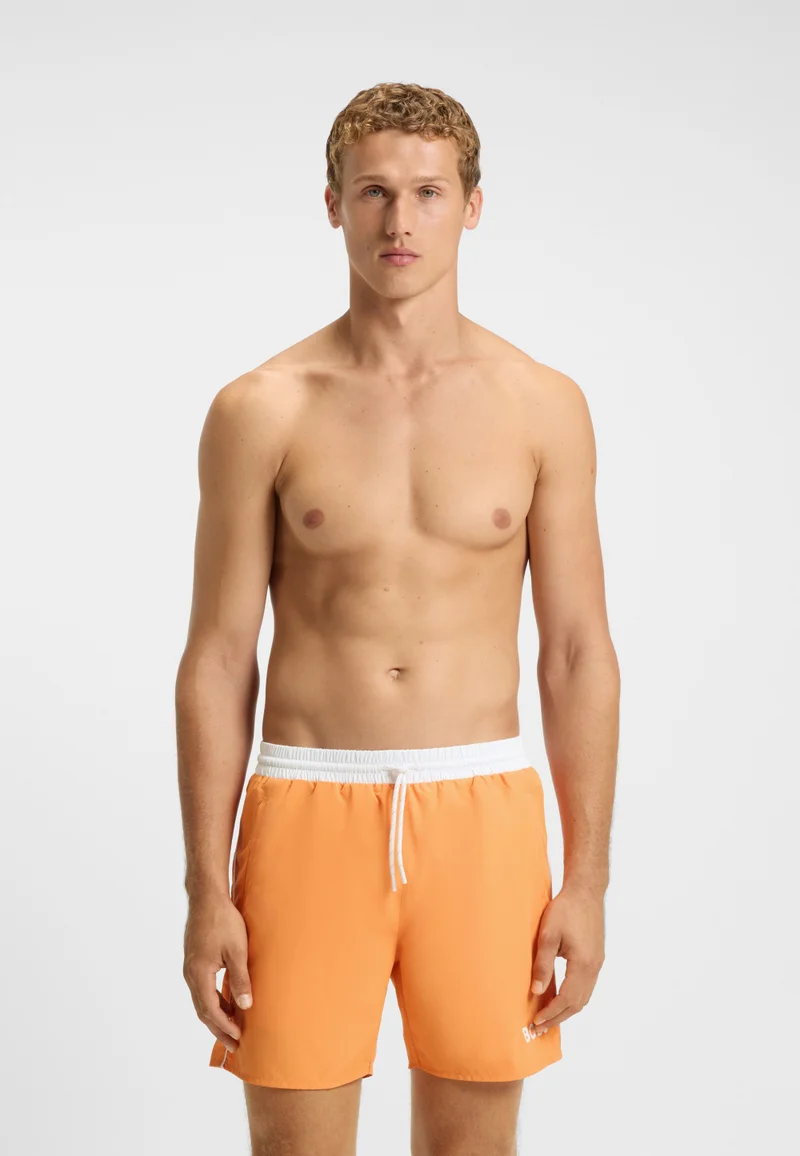 BOSS Swim shorts with contrast logo and piping