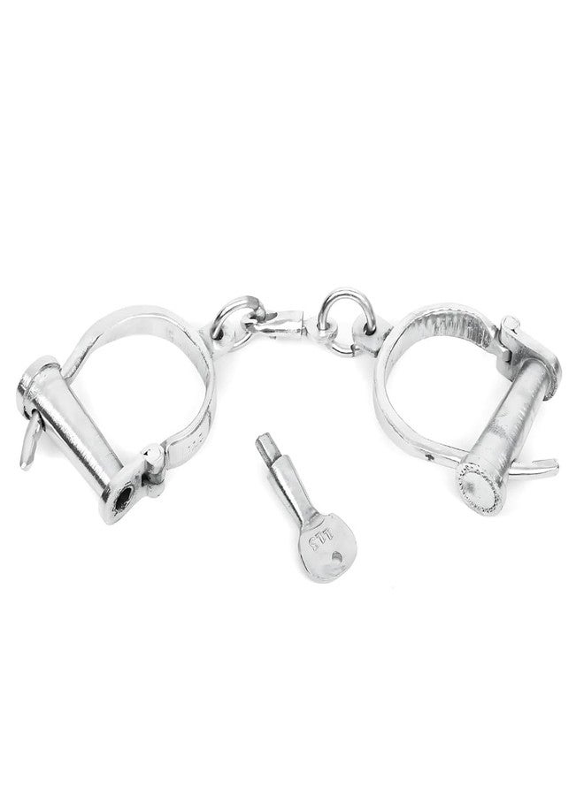 Vintageware® Metal Handcuffs Toy - Realistic Stainless Steel Design for Fancy Dress, Cosplay, and Pretend Play - Includes Keys, Adjustable and Safe for Kids (Chrome, Adjustable) - Image 3